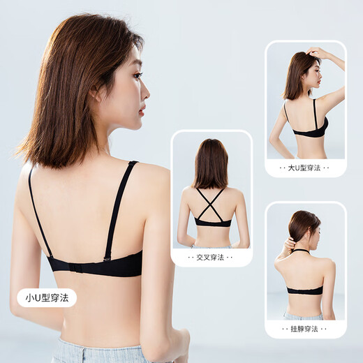 
Langsha underwear women's new small breasts look big and gather up top support adjustable Chinese style embroidery beauty salon breast breathable bra RX-Summer comic-pink skin color M