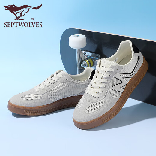 Siete zapatos para hombres de Wolf, zapatos desérticos, 2025 Summer Nuevo calzado de mesa de mesa retornable de malla retro, zapatos deportivos versátiles para hombres, blanco 9856 38