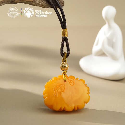 Potala Palace beeswax carved pendant for men and women 925 silver six-character mantra bead Tibetan amber necklace birthday gift beeswax carved pendant