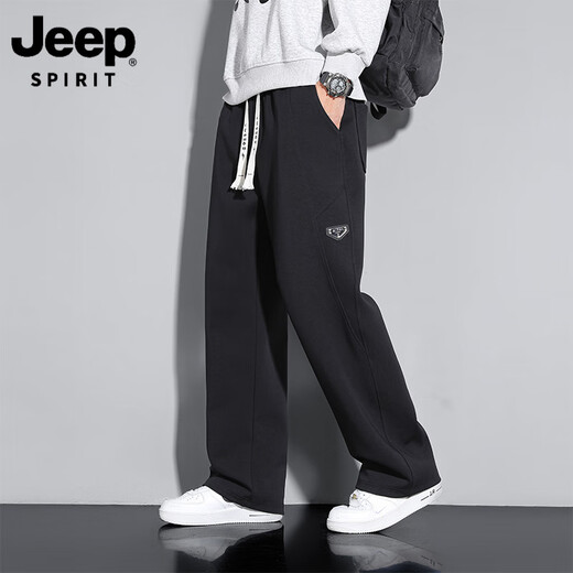JEEP SPIRIT extra large size 300Jin Jin is equal to 0.5kg casual pants men's spring and autumn plus fat men's pants 9XL fat fat man loose sports pants straight black 7XL 240-265Jin Jin is equal to 0.5kg