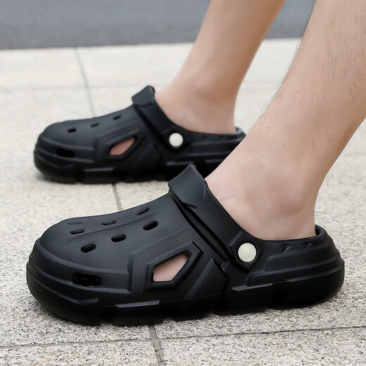 
Hongdou medical hole shoes for men mountaineering grade 2025 summer new style for wear-on-slip, anti-odor, wear-resistant, sandals for women, black 42-43, suitable for 41-42 (inner length 255mm)