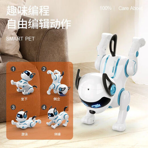 星域传奇儿童智能机器狗玩具男孩宝宝遥控电动会走路会叫宠物小狗狗机器人 精美礼盒语音遥控版灰色-充电多 官方标配礼盒包装+说明书+充电