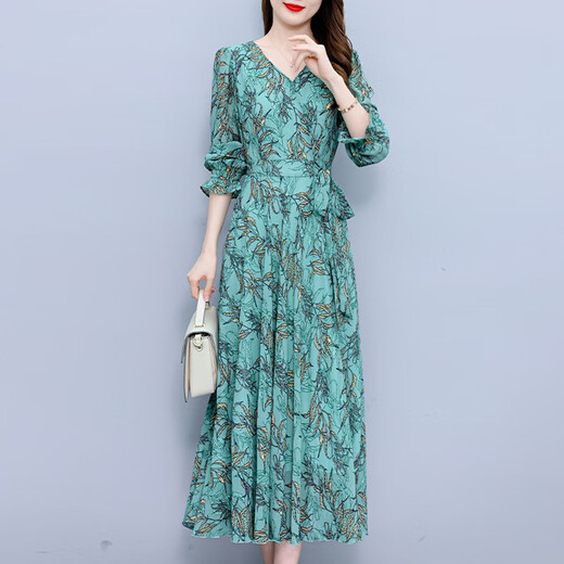 Lism [gleicher Stil im Einkaufszentrum] High-End-Kleid 2025 New Style Chiffon Long Sleeves Modes Temperament und wunderschönes Herbstrosa M (96-105jin [Jin gleich 0,5 kg]))