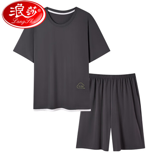 浪莎（LangSha）2025年新款睡衣男士莫代尔夏季短袖短裤简约加大码家居服 YSX9720# L