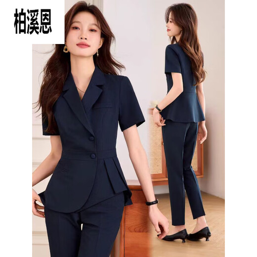 
Bai Xien sales work clothes suit suit suits sense female summer 2025 new small temperament professional front desk manager 9731 short-sleeved gray suit + nine-point pants <.Look S