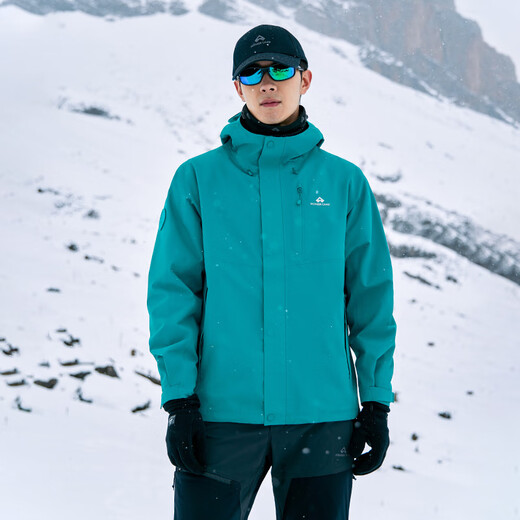 Trailblazer Lin Gengxin's same style Blue Bird Jacket three-in-one men's outdoor windproof and waterproof mountaineering jacket jacket autumn turquoise blue black liner丨fleece two-piece set L