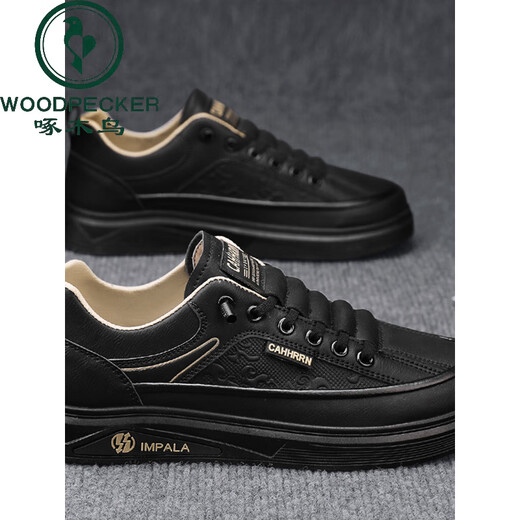
Woodpecker men's shoes 2025 spring and summer breathable versatile casual casual high-rise shoes men's leather shoes feel level-like white shoes 7372 white and green high-rise style 43