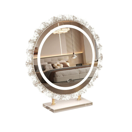 Crystal sunflower make-up mirror with light, glacier wave flower make-up mirror with front light, medium size, plug-in model 43*50CM, mirror available