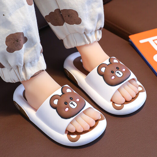LiYunHouSe Cartoon Slippers Children's Sandals Summer Non-Slip Wear-Resistant Treading Feeling New Boys and Girls Cute Baby Slippers White 26-27 Sizes Inner Length 16CM