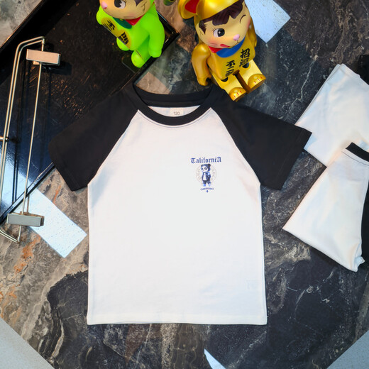 Kinderjungen T-Shirts in Sommer mittelgroß und große Kinder 2025 neue Jungen im Stil von Kurzärärmeln Kinder und Frauen Sommer Tops Trendy t Schwarz und Weiß regulärer F688 150 (145-155 cm)