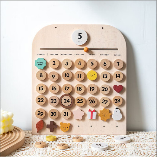 
Hanoufei's new product INS children's room wooden calendar baby cognitive tools desk calendar desktop pendant perpetual calendar wooden calendar pendant