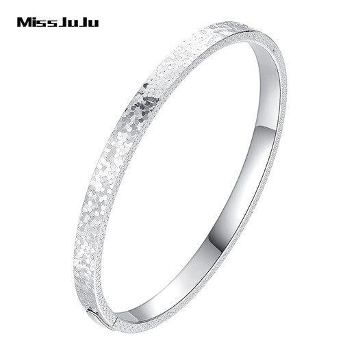 Miss JuJu pt950 platinum bracelet for women, platinum crushed ice bracelet, oval semi-solid royal concubine bracelet, inner diameter 58mm, weight 12.30g, thickness about 3.2mm