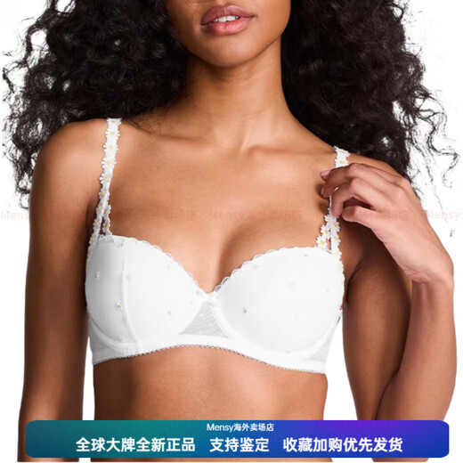 维多利亚的秘密（Victoria's Secret）轻薄网纱雏菊装饰聚拢文胸 女款 白色 白色 75A
