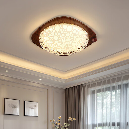 Handwerker Zeit Französische mittelalterliche Stil Schlafzimmer Deckenlampe Festes Holz Einfache moderne Atmosphäre Voller Spektrum Augenschutz Zhongshan Home Dekoration Lampe 3884-C Modell 580*580*90 Vollspektrum dreifarbige Lichtwechsel