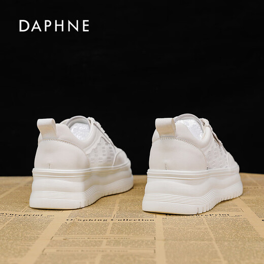 
Daphne authentic white shoes for women in 2025 summer hot style lightweight height-enhancing shoes mesh breathable fashionable and versatile casual shoes for women off-white [5.0CM] 37
