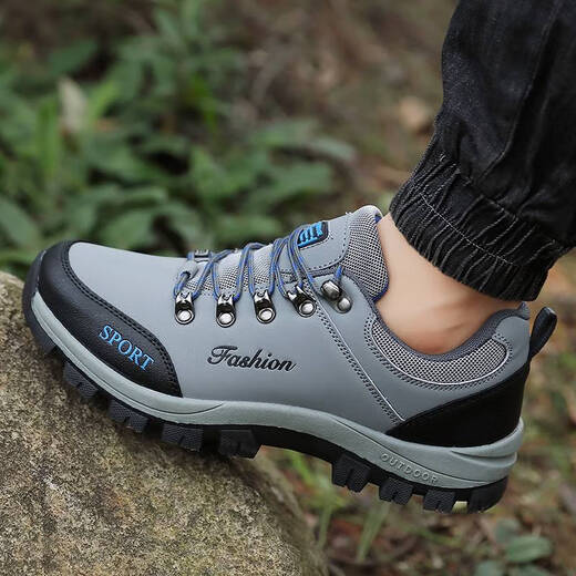 
Nanbowan Wu Gunner men's shoes, leather waterproof and non-slip casual shoes, autumn and winter soft sole outdoor hiking shoes, men's travel shoes, Gentleman gray-14088 38 _Sports shoes standard size
