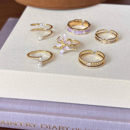 Französischer Iris Violet Emaille Öldrop Zirkonring für Frauen leichte Luxus Nische High-End-Index Finger Ring Neues Produkt J3271