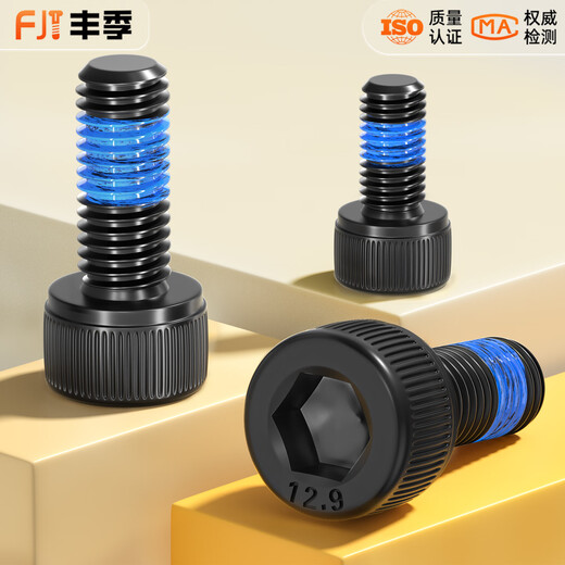 Fengji 12.9 grade high-strength inner hexagonal anti-loosening screws anti-loosening dispensing shock-proof glue-coated screws M2M3M4M5M6M8 M6*20 5 pcs
