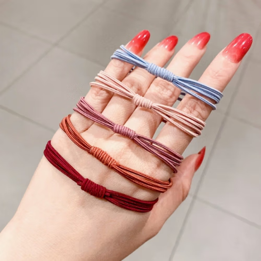 Adult hair rope four-in-one basic hair tie rubber band simple hair tie ponytail hair rope student hair accessories four-in-one head rope 10 pieces mixed color