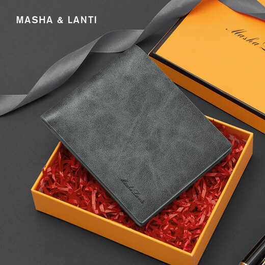 MashaLanti Valentine's Day Birthday Gift for Boyfriend Men's Wallet Short 2025 New Style Multi-Card Card Wallet Smoke Gray [Give Boyfriend Gift for Husband Father Dad