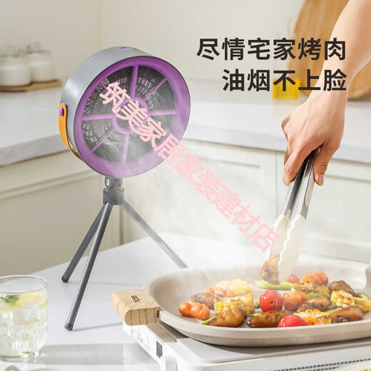 Oimg Portable Smoothing Machine сглаживающей машины на открытом воздухе для лагеря для барбекю Большой ветроэнергетики вытяжка на рабочем столе Hod Desktop Hood FC-6629-серый стандарт включен (два куска хлопка фильтра)