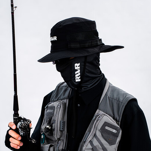 RVVR fisherman hat, mesh cap, topless fishing hat, breathable lure hat, lightweight sunshade baseball cap, quick-drying outdoor travel, 25 styles, RC9727 fisherman hat, black camouflage, one size fits all