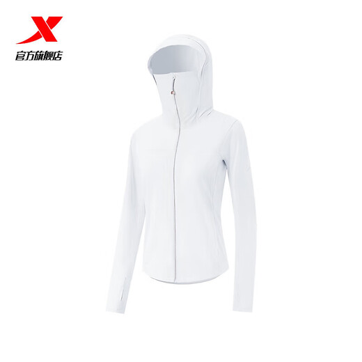 XTEP (XTEP) store same knitted hooded women's 25 new solid color versatile sun protection and breathable sports top Pearl white S