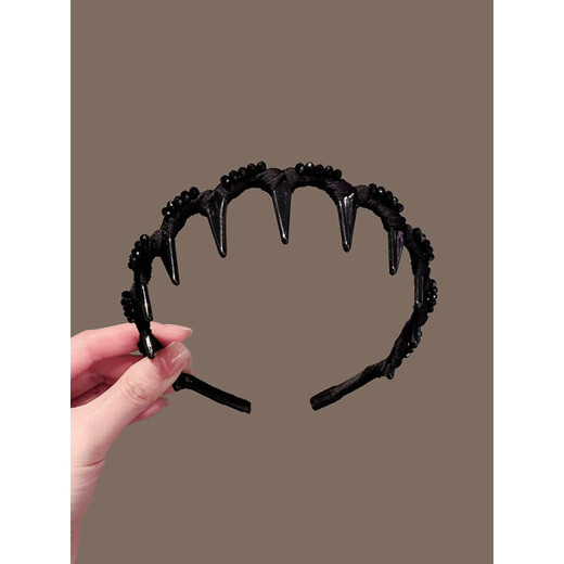 Dai Shilin DSL headband light luxury women's model 2025 new black rhinestone handmade high skull pressure hair headband with teeth anti-slip hairpin black diamond headband