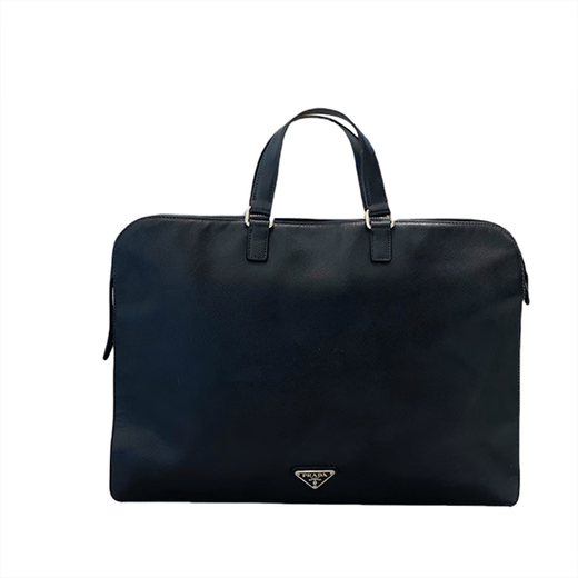 Second-hand 95 new Prada cross grain cowhide computer bag business men's portable briefcase luxury luggage 95 new black computer briefcase size 39*28*6