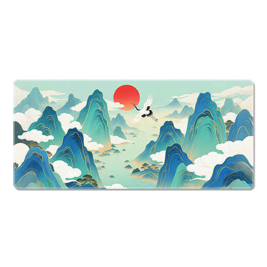 三色猫国风水墨画鼠标垫超大古风山水办公学生键盘桌垫电脑护腕滑子电竞顺滑锁边防滑定制加大加厚高颜值 15122锦绣山河 80厘米x30厘米x4毫米