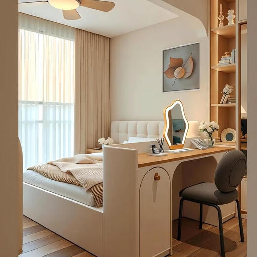 PIANO whole house custom wardrobe bedroom home cream style multi-functional cabinet cloakroom decoration combination furniture prepayment (consult customer service for a plan)
