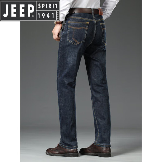 JEEP SPIRIT吉普高端牛仔裤男士夏季薄款直筒宽松中年高腰深裆商务休闲长裤子 黑灰-679 29 码【腰围2.2尺】