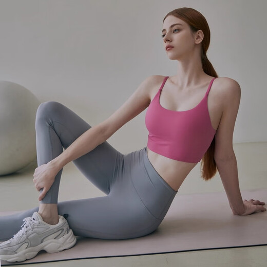 GIT Jiji Sports Bra Women's High Intensity Sports Shockproof Non-Running Cup Pilates Training Wear Yoga Bra Invisible Fixed Cup Pink Lychee S (70A/70B/75A)