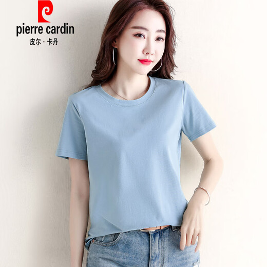 
Pierre cardin cotton short-sleeved T-shirt for women loose and versatile solid color round neck black base T-shirt summer top knitted 6172 black short-sleeved M (recommended 80-105 Jin [Jin equals 0.5 kg])