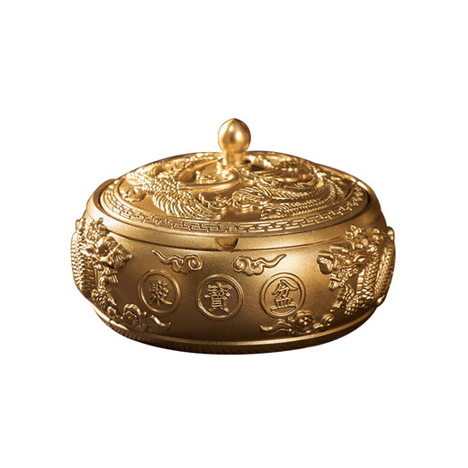 Ornements de bureau en laiton de cendrier pour la maison Chinois Retro Bronze Cendre des ornements antiques pour Double Dragons et Phoenix Double Dragon Cendre de cendrier (environ 695 grammes)