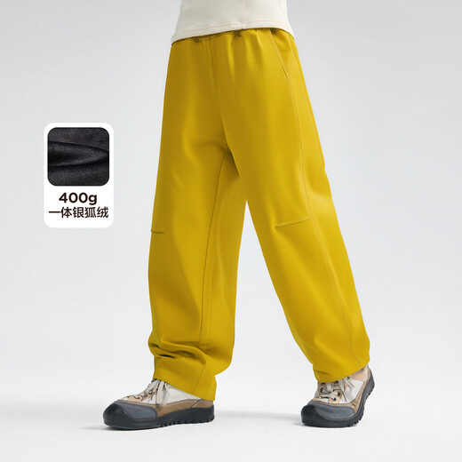 Zuoxi boys' velvet pants winter sports pants 2025 new children's all-in-one velvet warm trousers dark gray 150