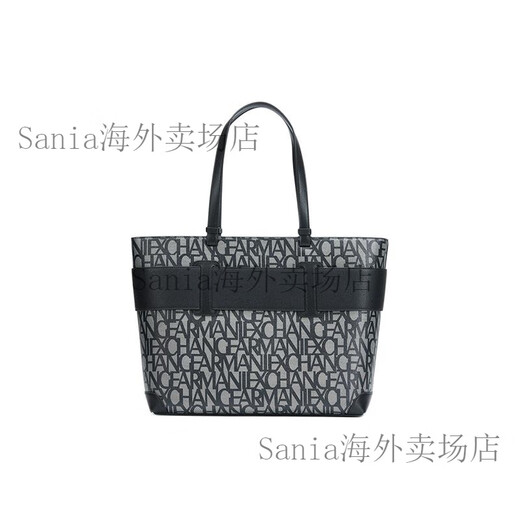 阿玛尼（ARMANI）EMPORIOARMANI阿玛尼时尚潮流满印Logo休闲PU拼合成革托特包Tote 基础装(包+防尘袋)