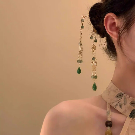 Dai Yan's new Chinese style U-shaped hairpin hairpin accessories retro high-end hair accessories for women's back Hanfu headwear accessories National style U-shaped hairpin-tassel (one set)