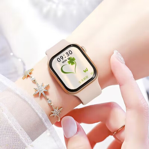苹果机通用IWATCH智能手表女s9通话血压心率健康监测s10运动手环 纯洁白+优雅气质款