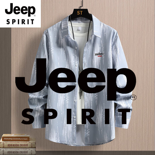 Jeep Spirit Summer de la camisa de manga larga para hombres chaqueta americana de hielo suelto de hielo seda fresca protección solar con protección solar 6173 gris m 90-110jin [Jin equivale a 0.5 kg]