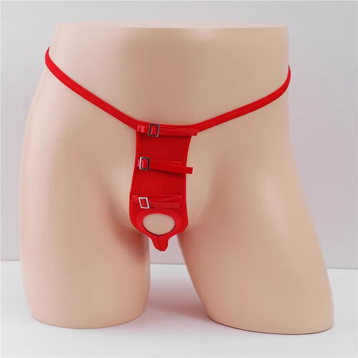 Tian Miaomiao New Men's Masturbation Underwear Props Male Slave Transvestite Sexy Temptation G-string Red Hole-free T-Pants Red Hole No-Take-Off One-size-fits-all