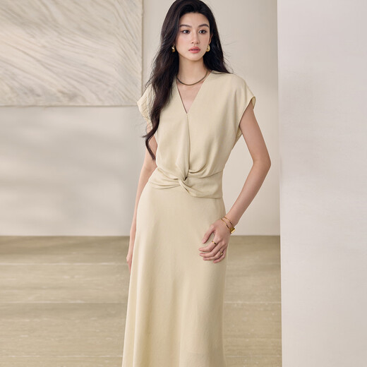 Roeyshouse Roe Style Design Sense Send Hank Kink Set 2025 Été Nouvelle jupe plissée en deux pièces 12392 jaune clair xl