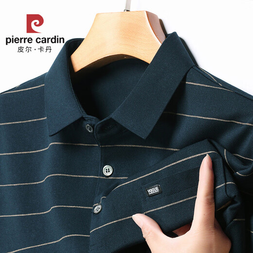 皮尔卡丹（pierre cardin）中年男士棉T恤长袖爸爸春装打底衫中老年人男装上衣polo衫棉体恤 HH826灰色 M 【115斤内】