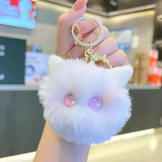 靓做猫猫挂件可爱猫咪钥匙扣书包挂饰包包挂件女款腮红猫玩偶 白猫【紫色瞳】+白猫【粉紫瞳】