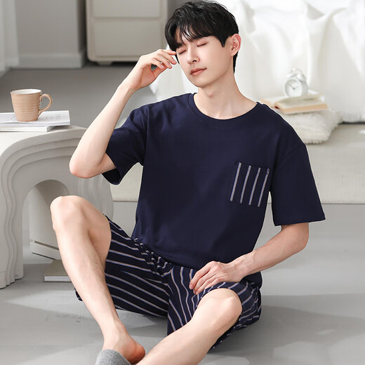 LangSha 2025 neue Pyjamas Herren Modal Sommer Kurzarm-Shorts einfache Plus-Size-Hauskleidung YSX9712# L