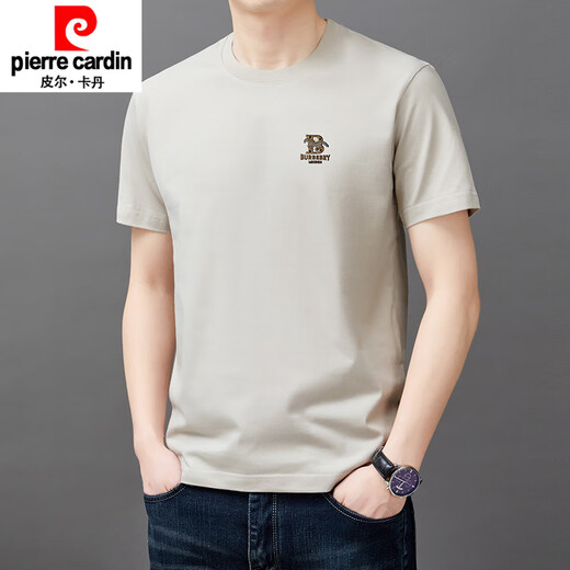 皮尔卡丹（pierre cardin）纯棉短袖t恤男士圆领夏季宽松半袖夏装休闲纯色体恤衫新品 9929白色 S 165