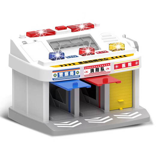 LEFEI Notfallkommandozentrum Kinderspielzeug Trägheit Feuerwehrauto -Ingenieurauto Polizei Garage Set 9889 City Music Police Auto groß
