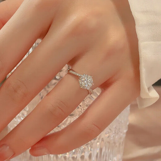 DR platinum moissanite diamond ring for women one carat pt950 platinum engagement ring Valentine's Day birthday gift for girlfriend six-pointed star ring 1 carat