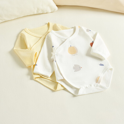 童泰（TONGTAI）婴儿包屁衣春秋季纯棉宝宝连体衣新生儿衣服爬服睡衣黄色66cm