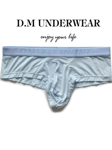 DM men's underwear low waist sexy ice silk thin breathable transparent T pants single thong thong sexy high elastic protrusion black XL